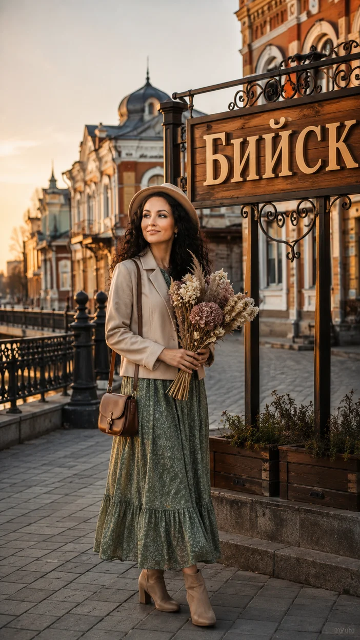 Фотосессия девушки в Бийске у старинной набережной