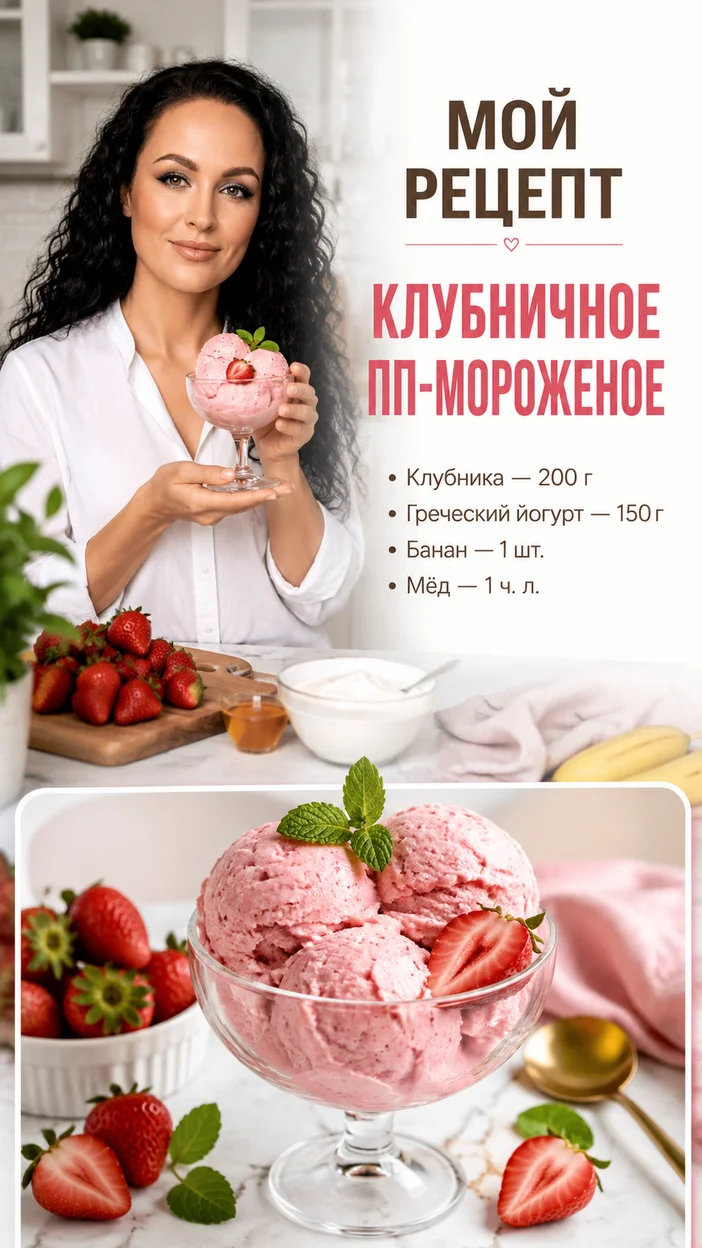Фотосессия в светлой кухне с клубничным мороженым