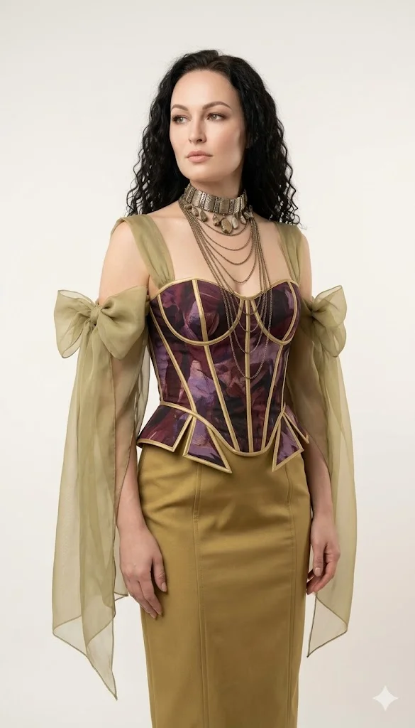 Женщина в художественном корсетном платье