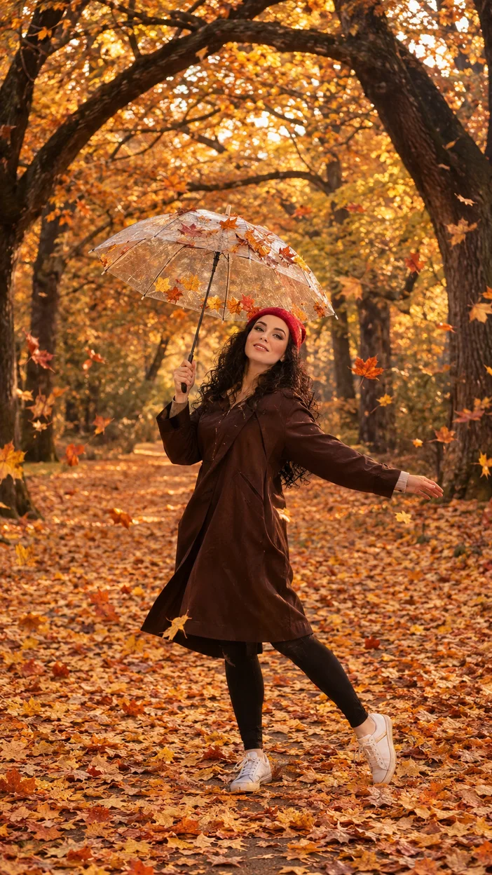 Фотосессия женщины в осеннем лесу