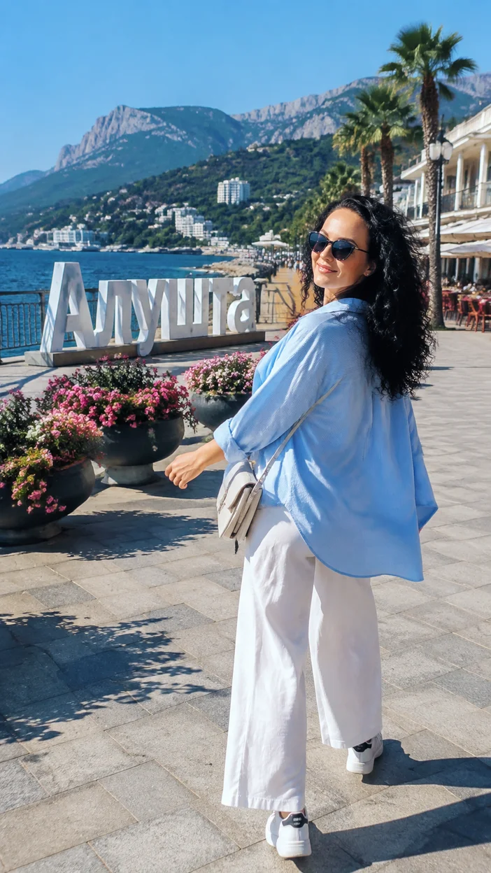 Фотосессия девушки в Алуште на набережной
