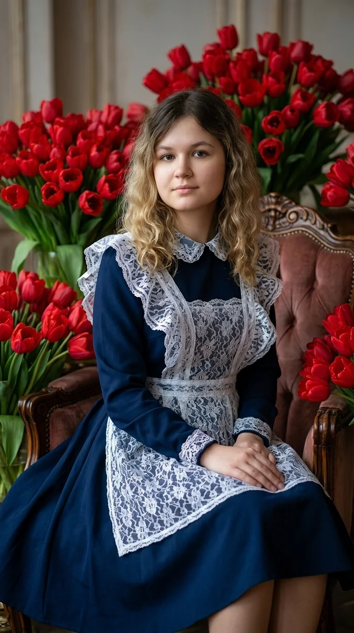 fashion-съёмка в элегантном интерьере  в школьной  форме 