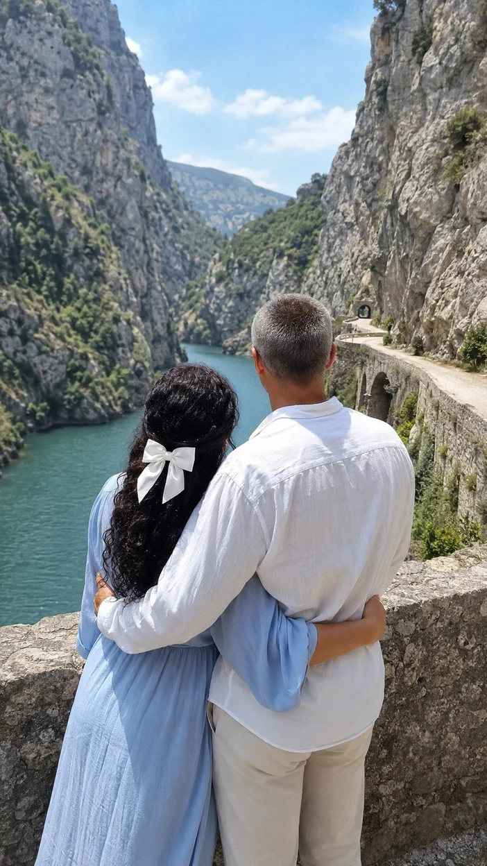 Фотосессия у горного ущелья