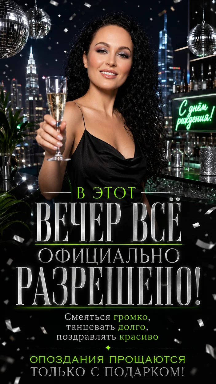 Пригласительная открытка с нейросетью -  с фото и текстом 