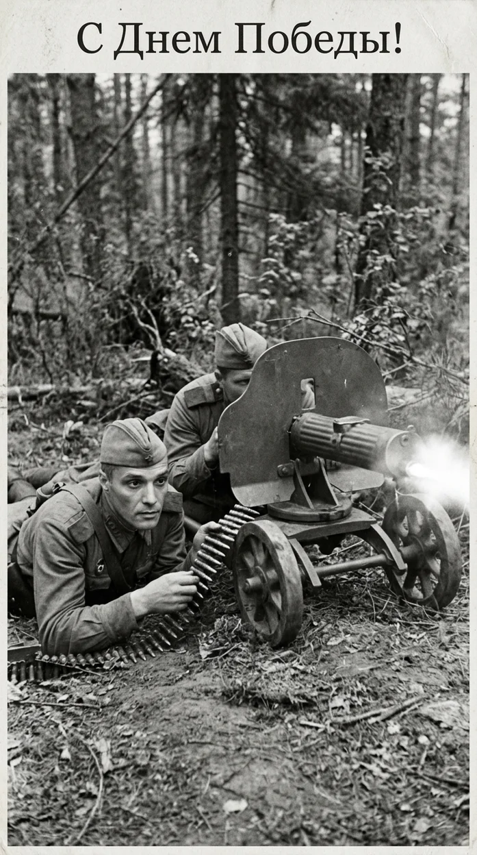 Открытка пулеметчик - ваше лицо