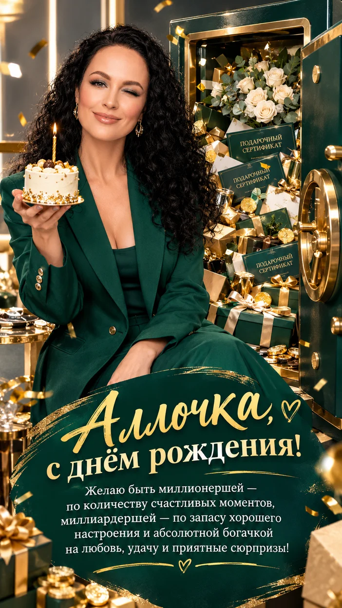 Фотосессия Аллочки у праздничного сейфа