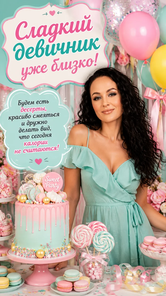 Фотооткрытка «Сладкий девичник уже близко!»