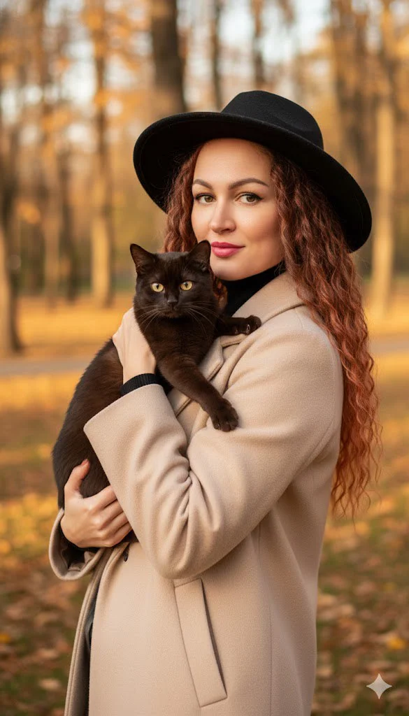 Осенний променад с кошкой