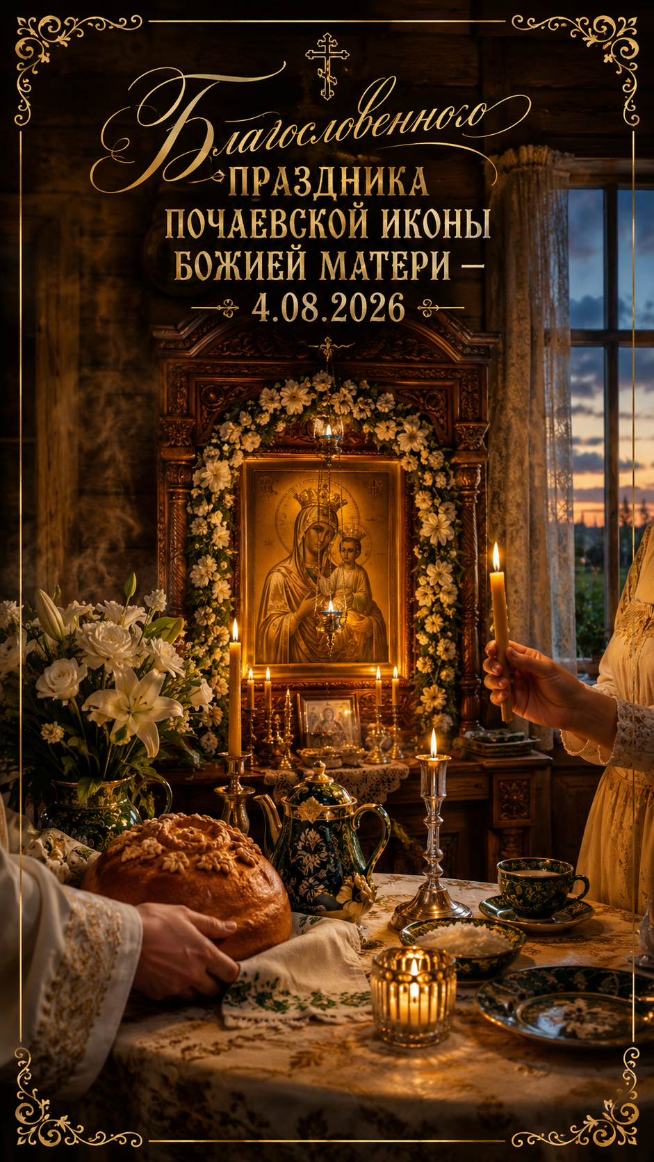 Праздник Почаевской иконы Божией Матери — 04.08.2026 — у домашнего иконостаса