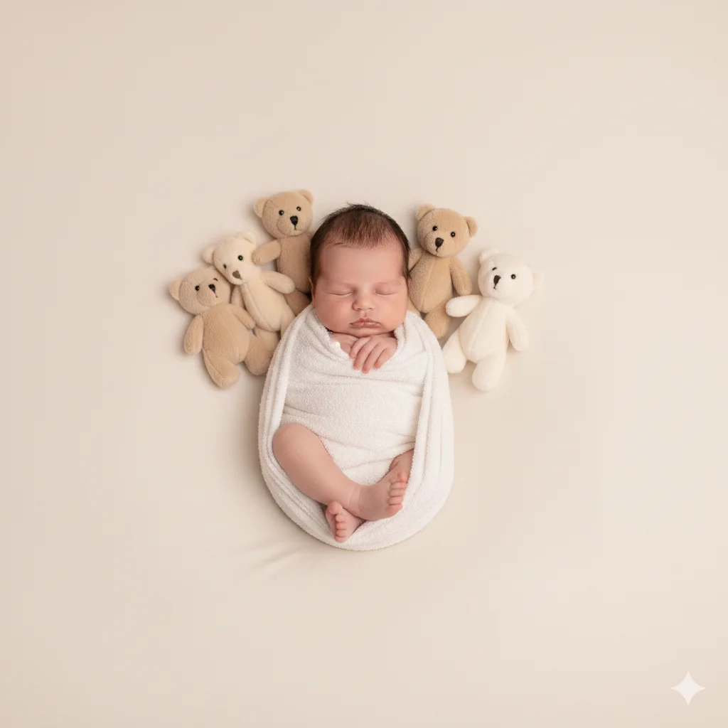  Малыш аккуратно завернут в мягкое белое полотенце/плед с нежной текстурой